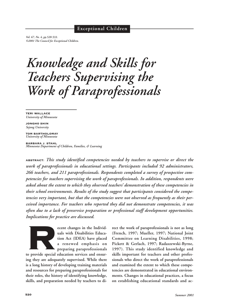 PDF) Knowledge and Skills for Teachers Supervising the Work of