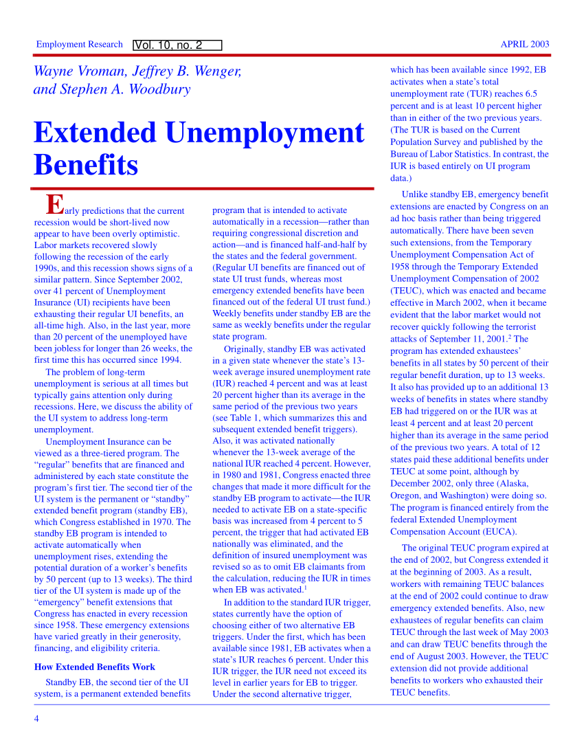 (PDF) Extended Unemployment Benefits