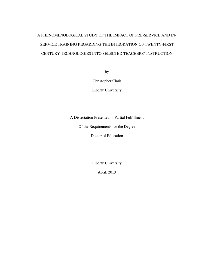 Pdf A Phenomenological Study Of The Impact Pre Service And In Dissertation Proposal 