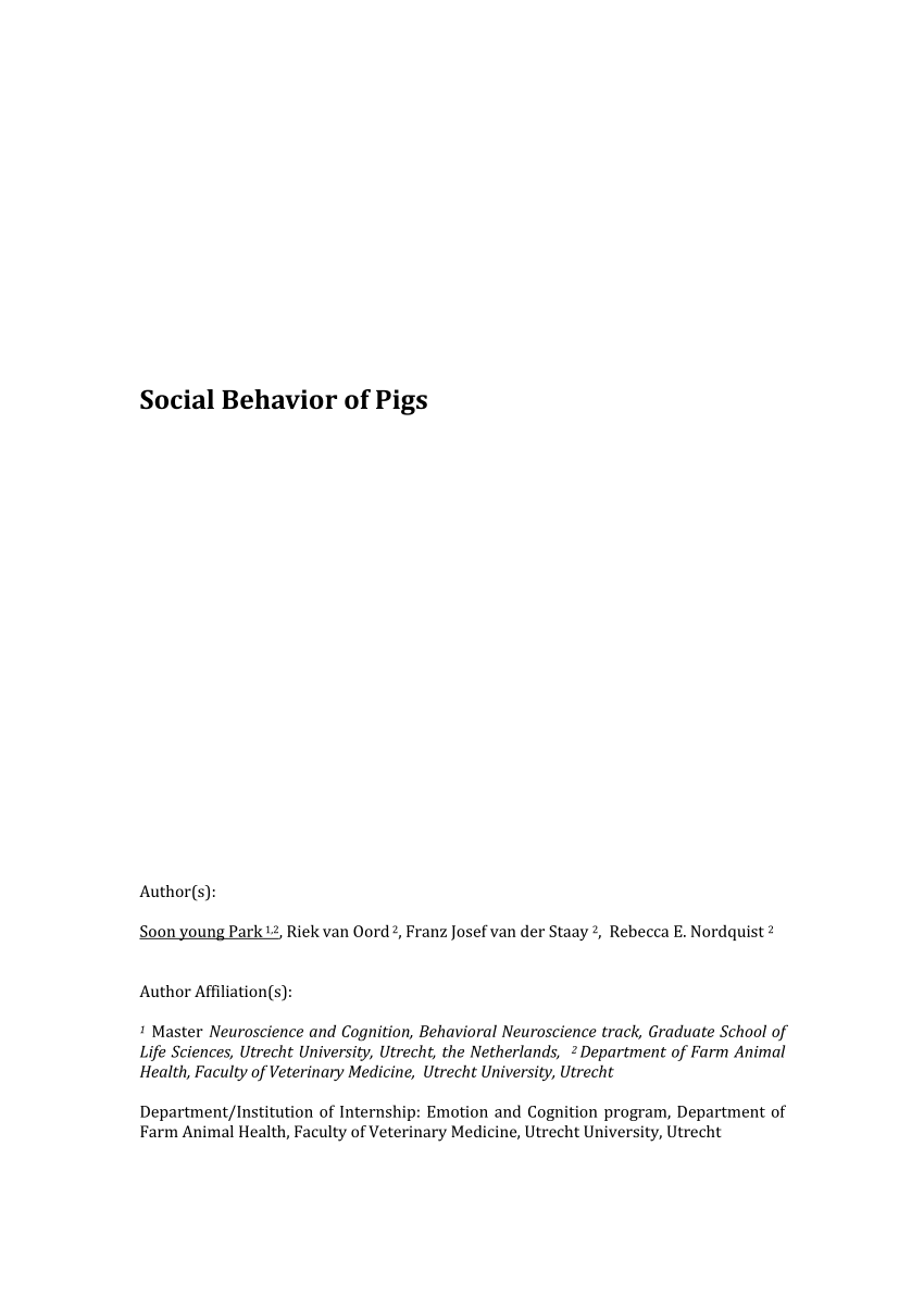 PDF) Social behaviour of pigs (Internship report)