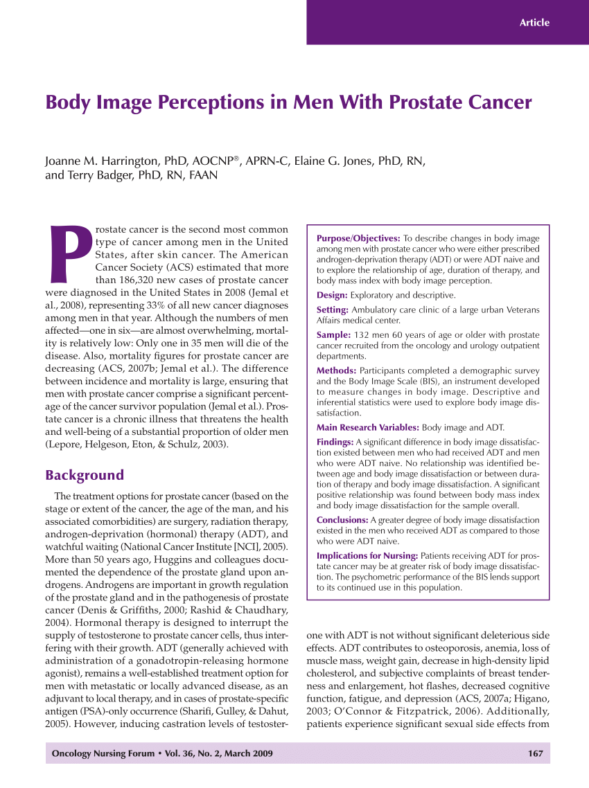 PDF Body Image Perceptions in Men With Prostate Cancer