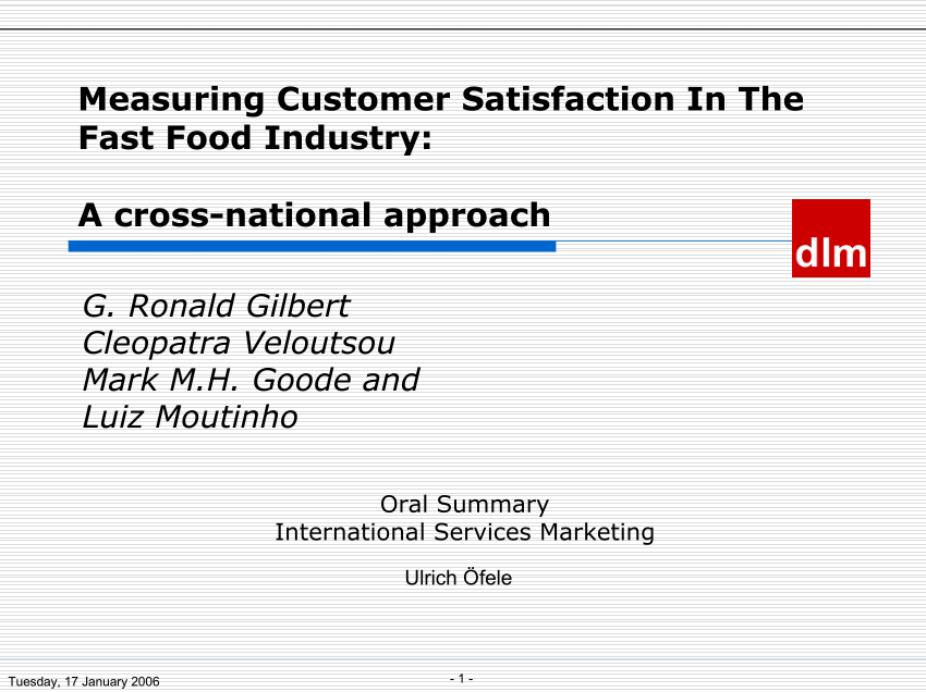 Pdf Measuring Customer Satisfaction In The Fast Food - 