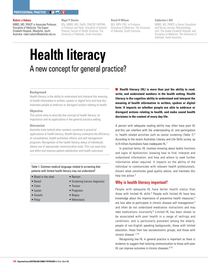 case study of health literacy