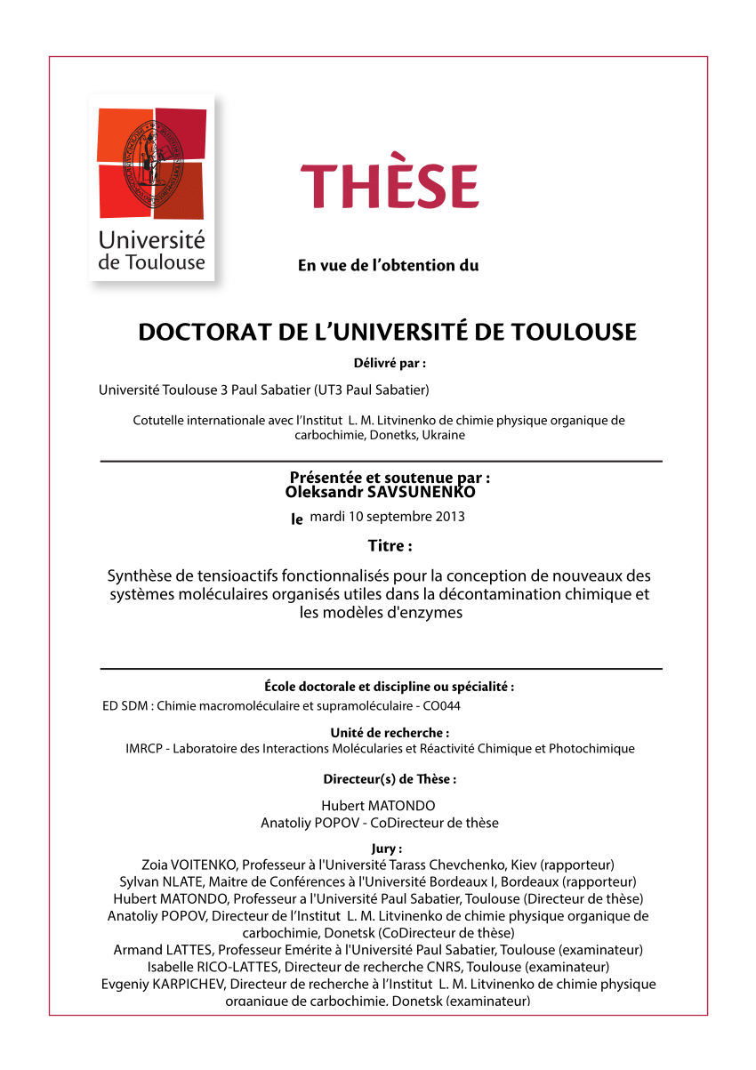 thesis meaning in french