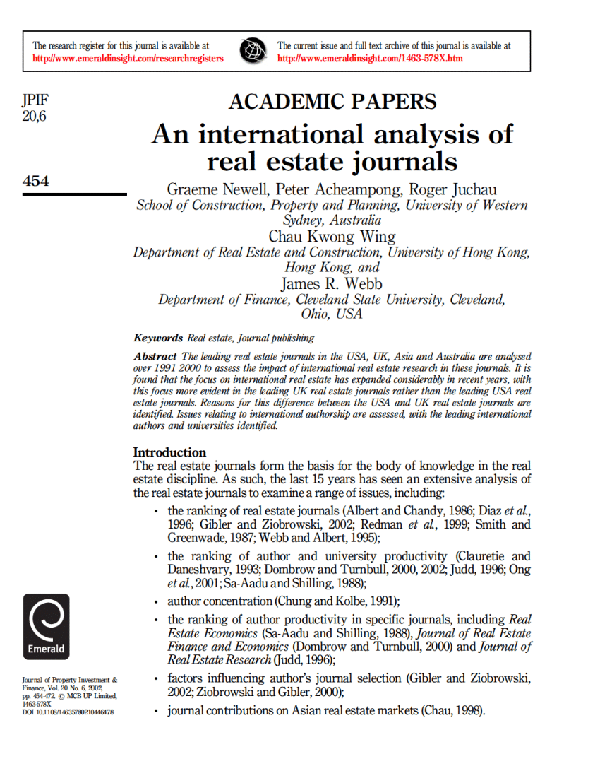 real estate investment research paper