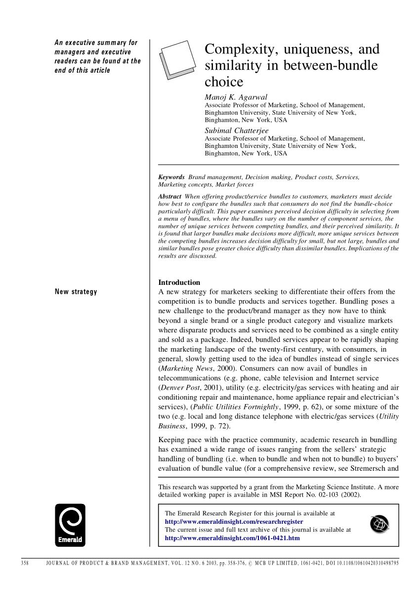 Download Pdf Complexity Uniqueness And Similarity In Between Bundle Choice