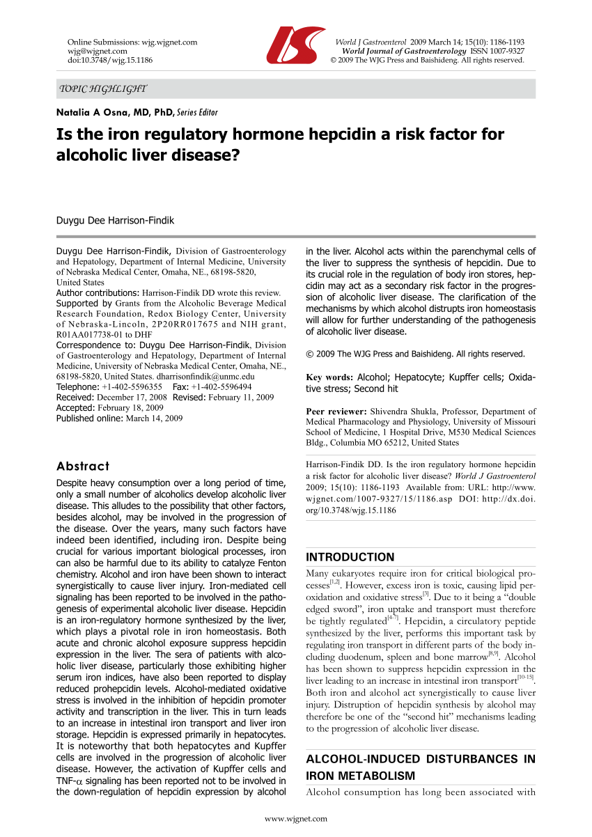 PDF Is the iron regulatory hormone hepcidin a risk factor for  