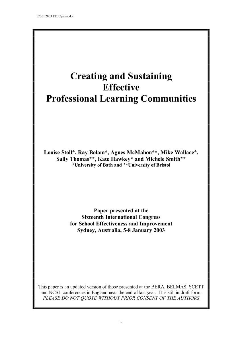 professional learning communities dissertation