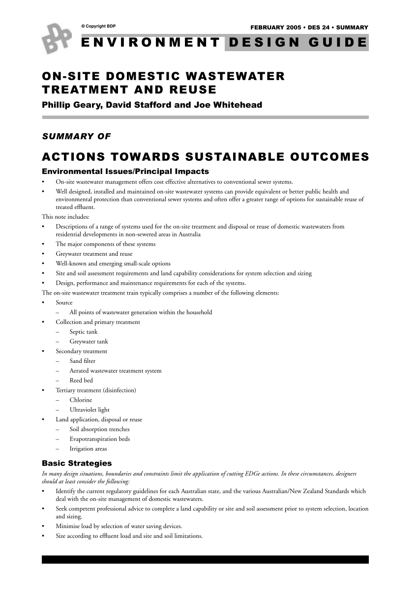 PDF) On-site Domestic Wastewater Treatment and Reuse