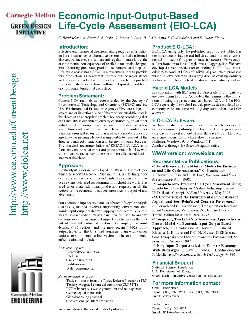 Pdf Economic Input Output Based Life Cycle Assessment Eio Lca