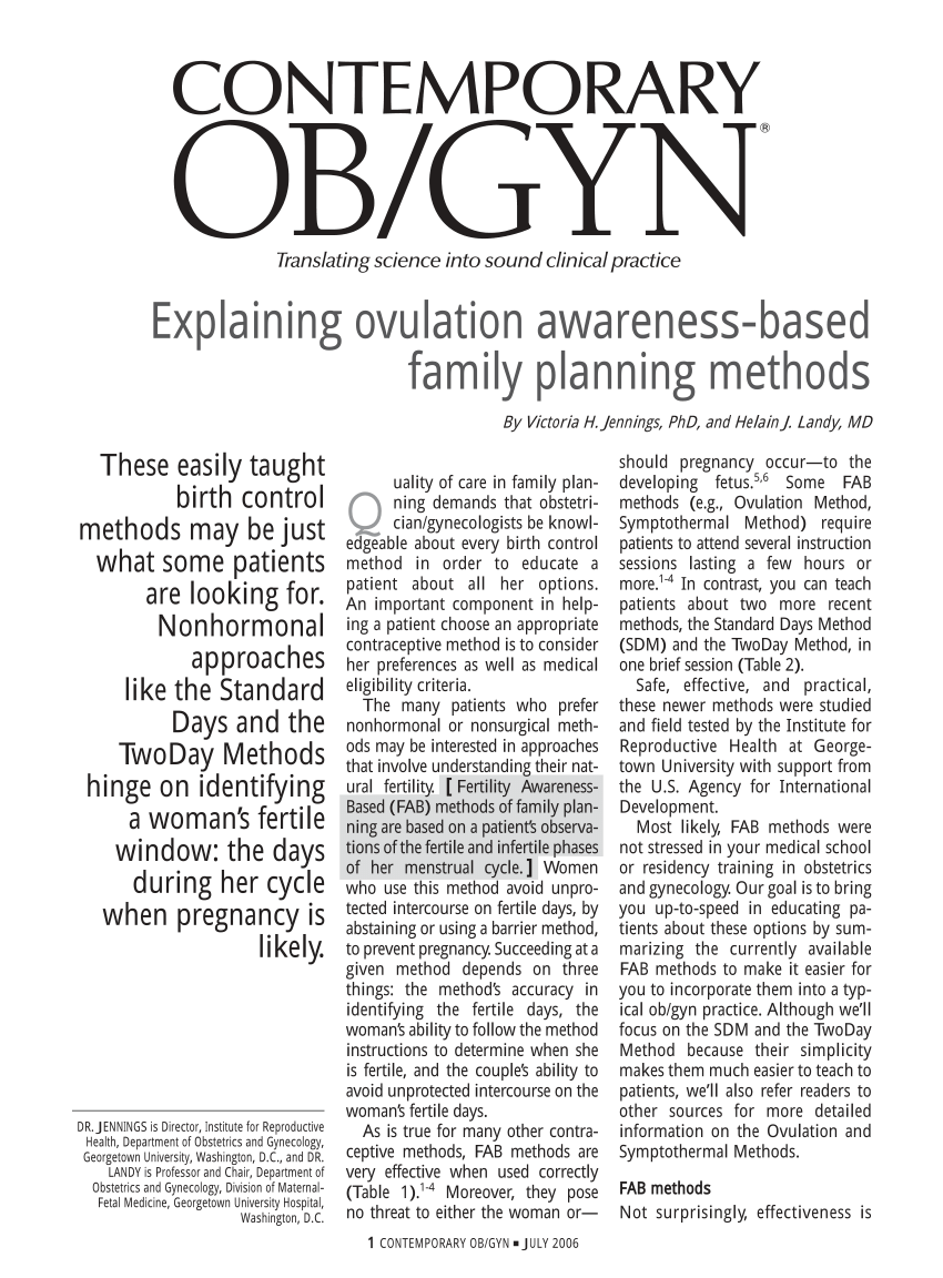 PDF] A fixed formula to define the fertile window of the menstrual cycle as  the basis of a simple method of natural family planning.