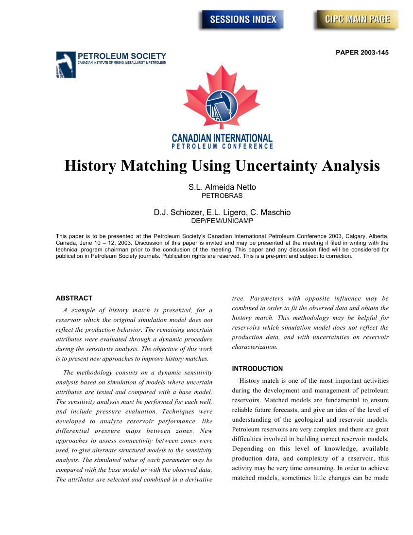 (PDF) History Matching Using Uncertainty Analysis