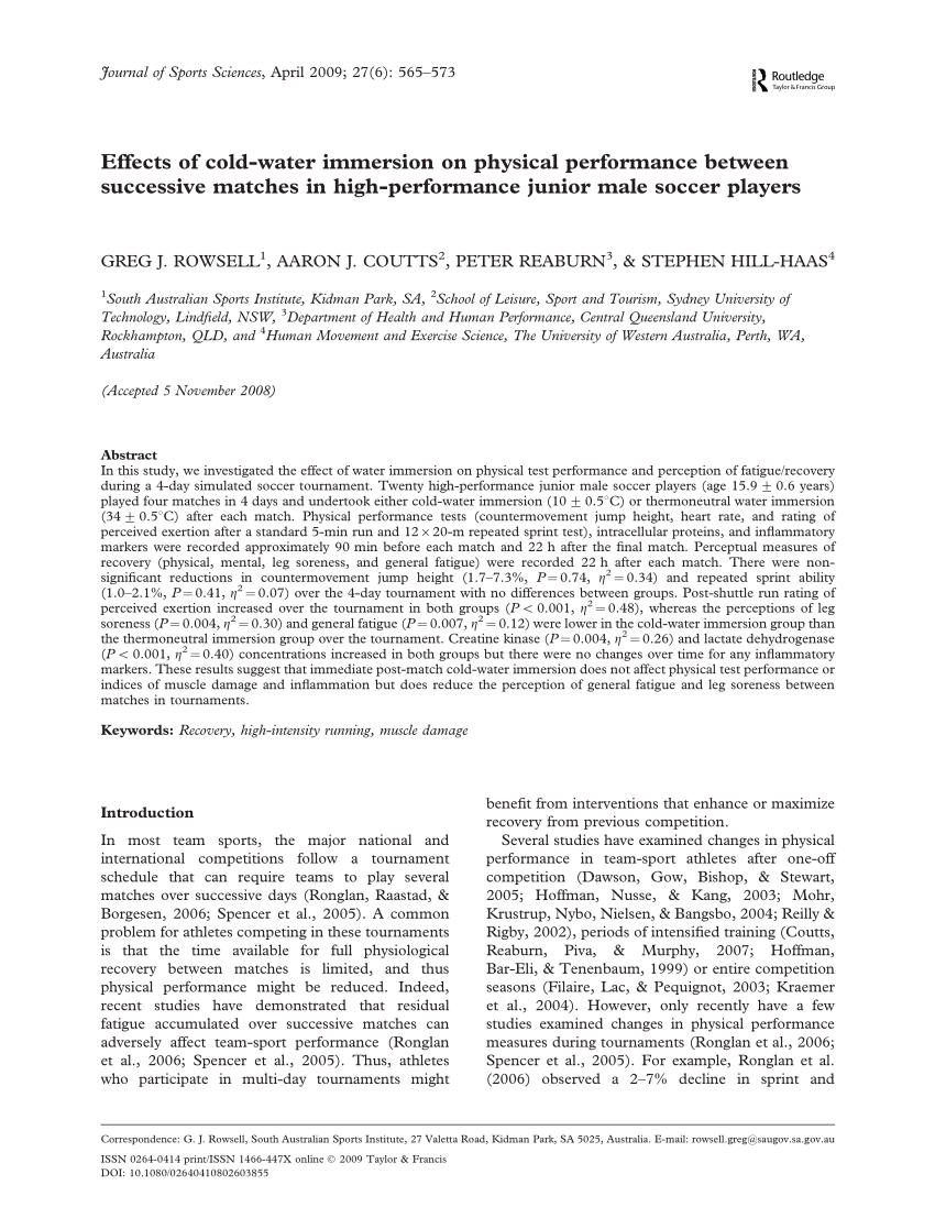 Scientific Paper on Cold-Water Immersion