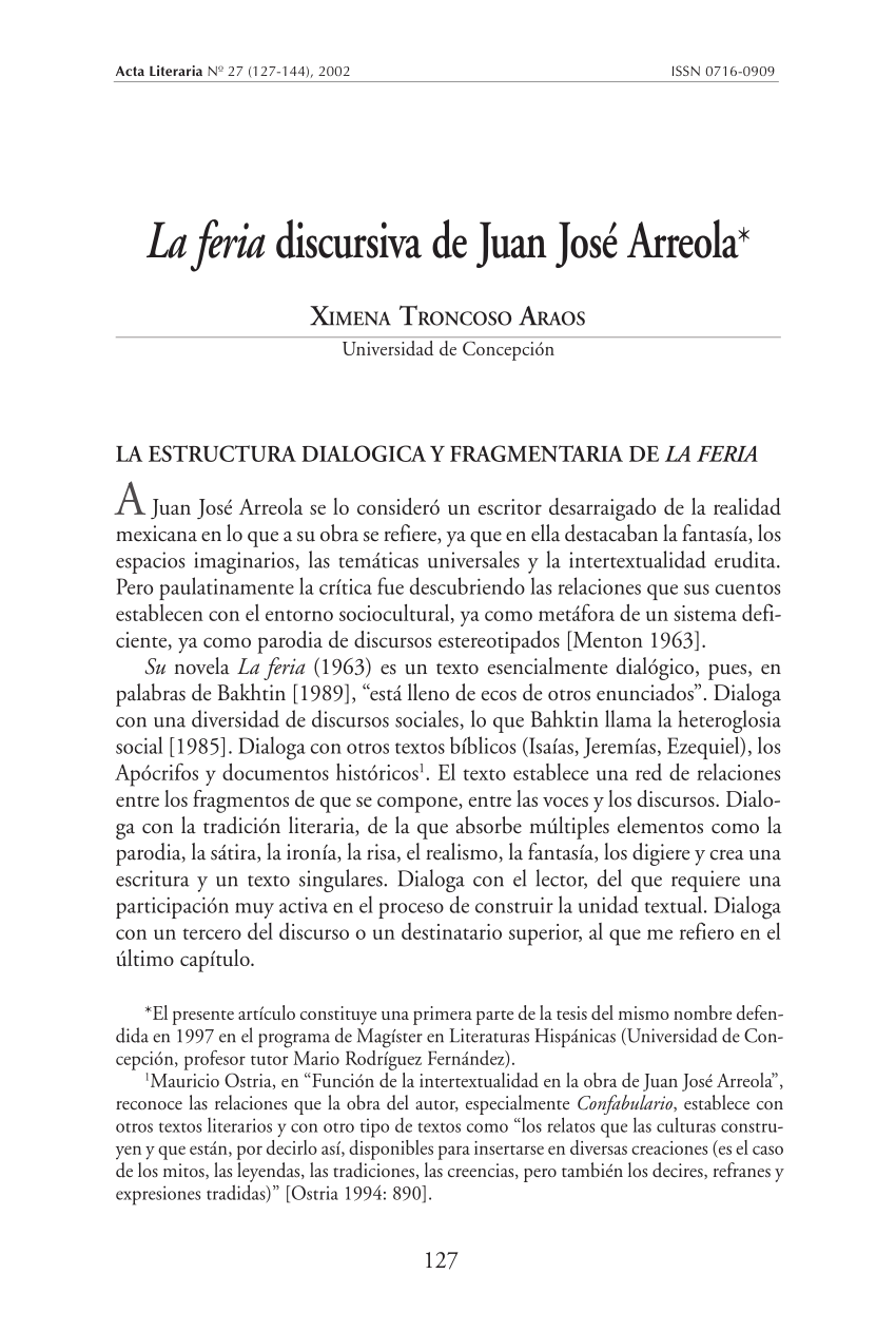 PDF) La feria discursiva de Juan José Arreola