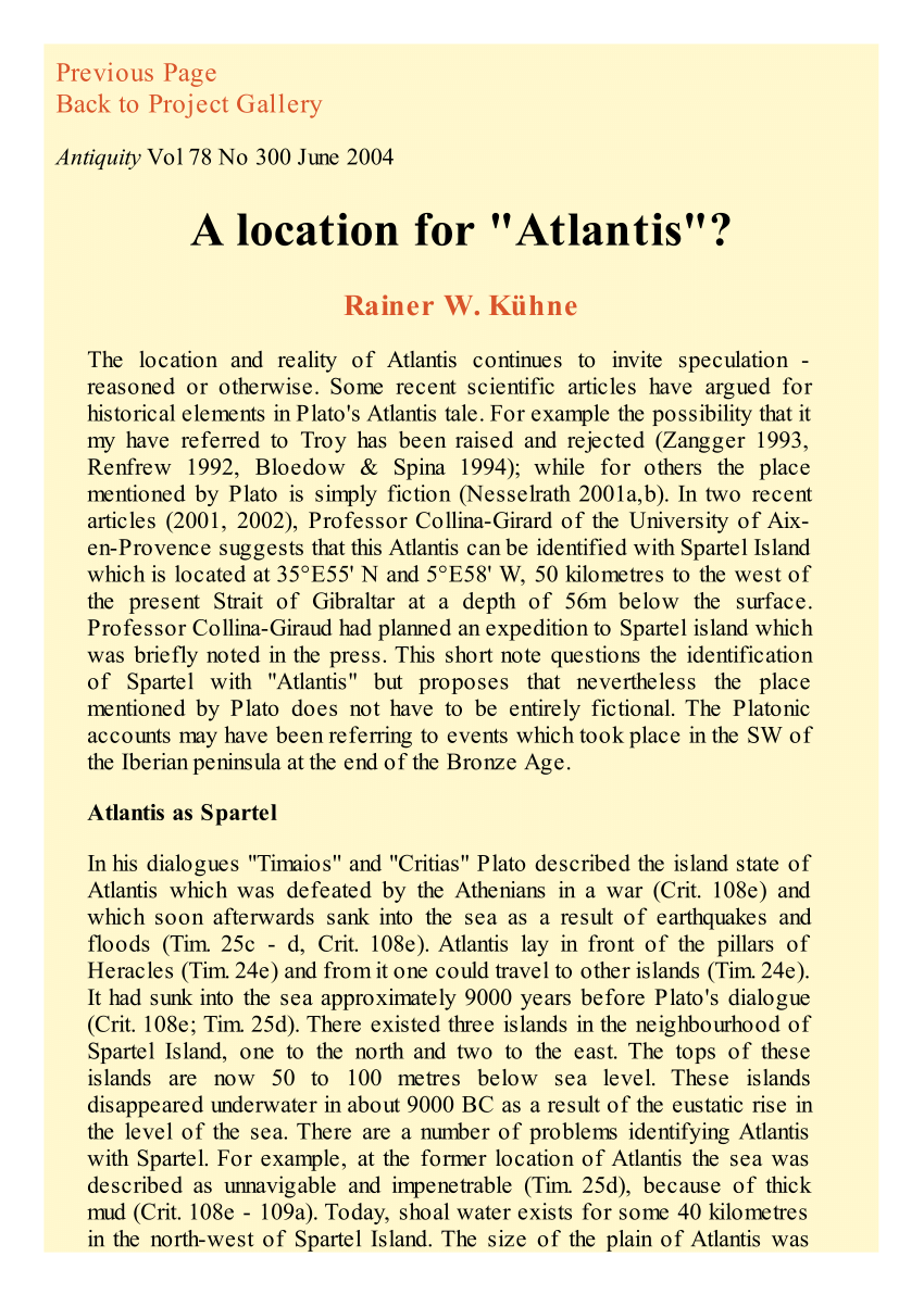 Pdf A Location For Atlantis