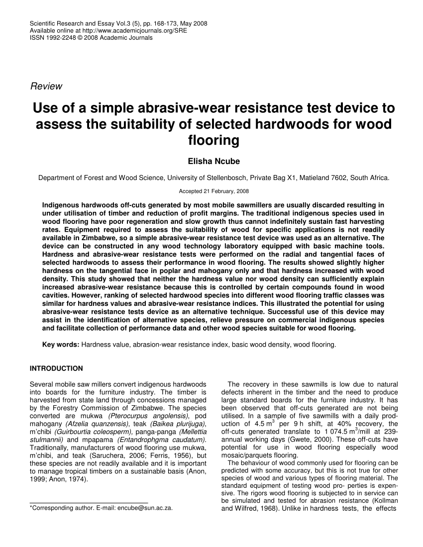 Pdf Use Of A Simple Abrasive Wear Resistance Test Device To