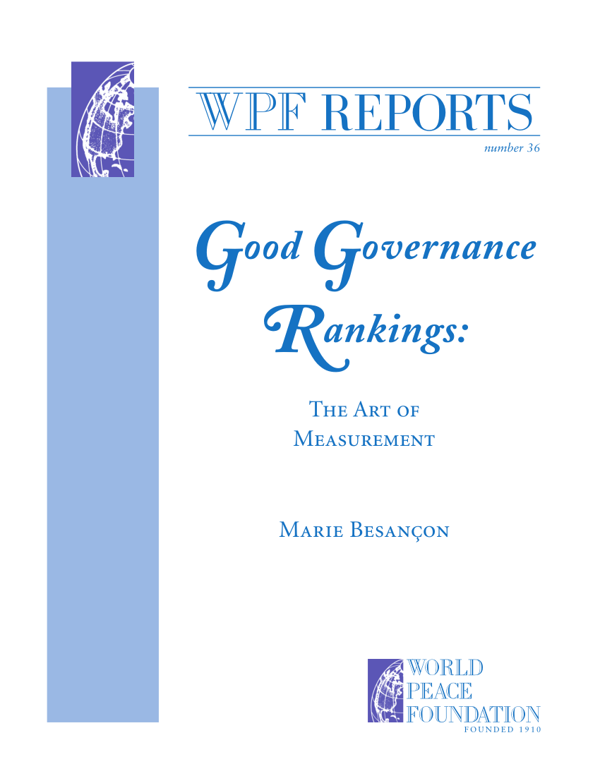 Pdf Good Governance Rankings The Art Of Measurement