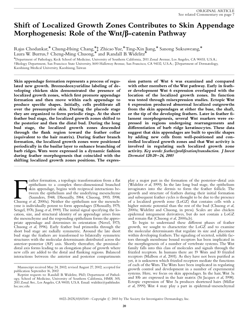 (PDF) Shift of Localized Growth Zones Contributes to Skin Appendage