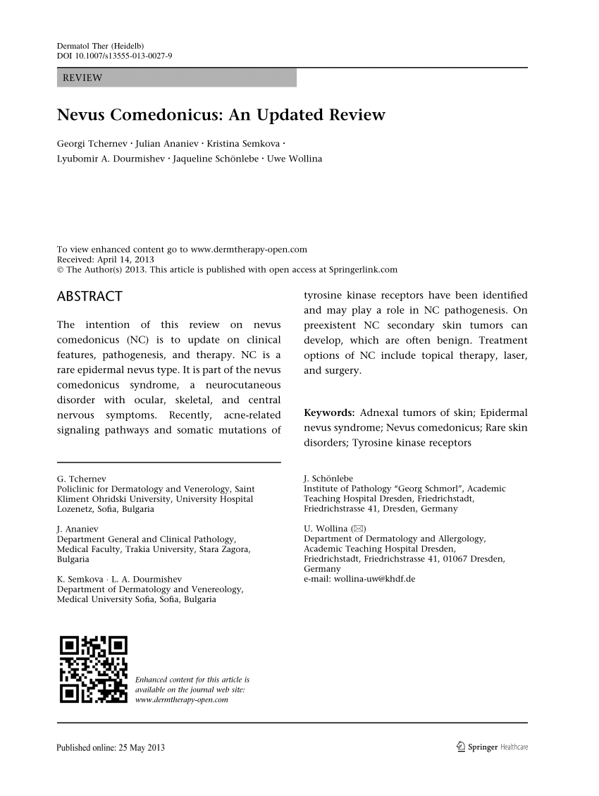 PDF) Nevus Comedonicus: An Updated Review