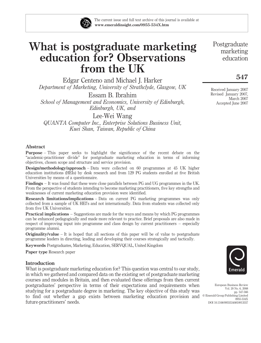 postgraduate marketing dissertation examples