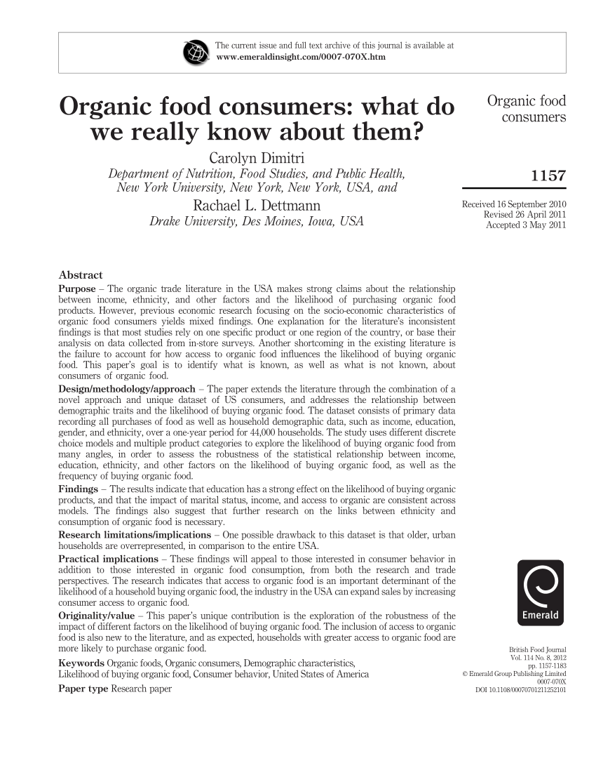 organic food products research paper