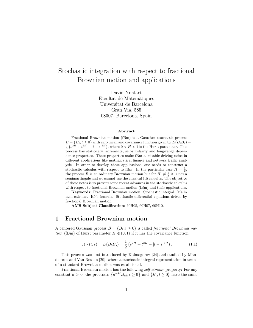 Pdf Stochastic Integration With Respect To The Fractional Brownian Motion