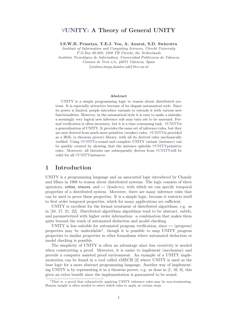 a research paper on unity