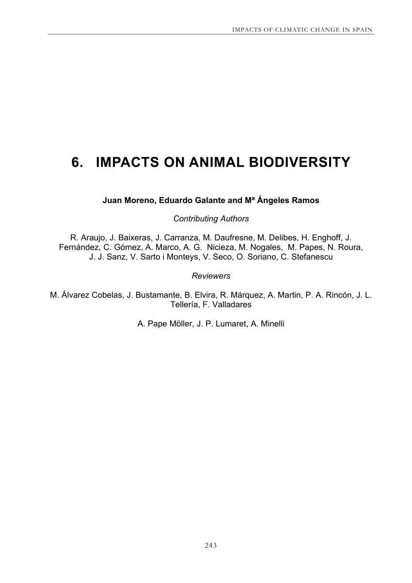 PDF) 6. IMPACTS ON ANIMAL BIODIVERSITY