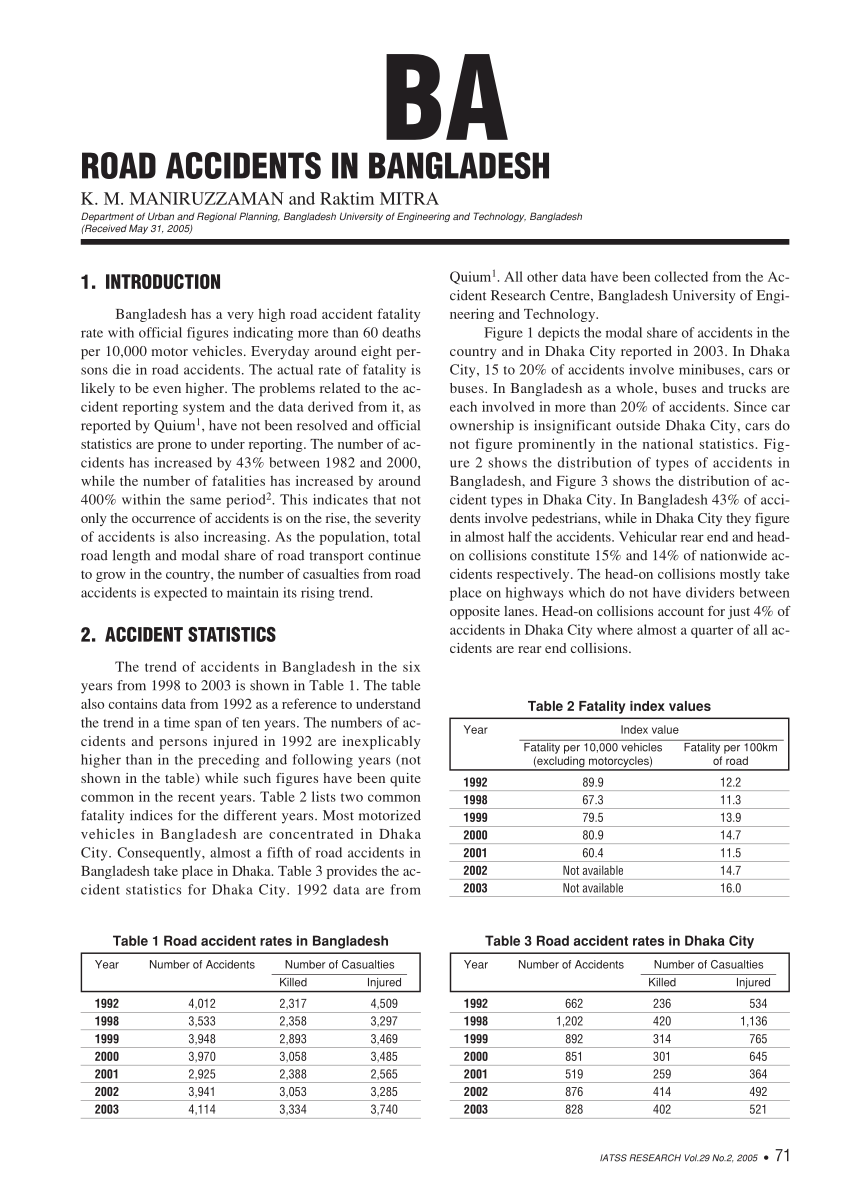 Scientific report writing on road accident