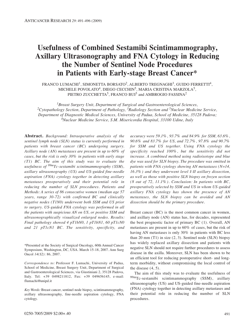 PDF) Usefulness of Combined Sestamibi Scintimammography, Axillary ...
