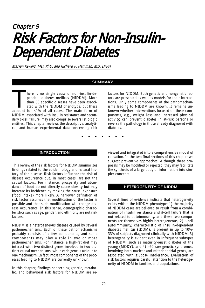 PDF Risk Factors for Non Insulin Dependent Diabetes