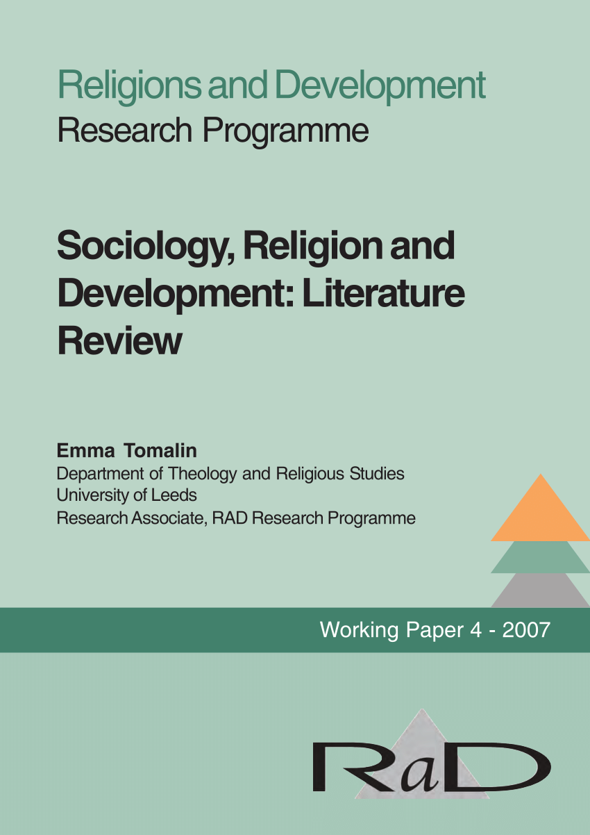 (PDF) Sociology, Religion and Development: Literature Review