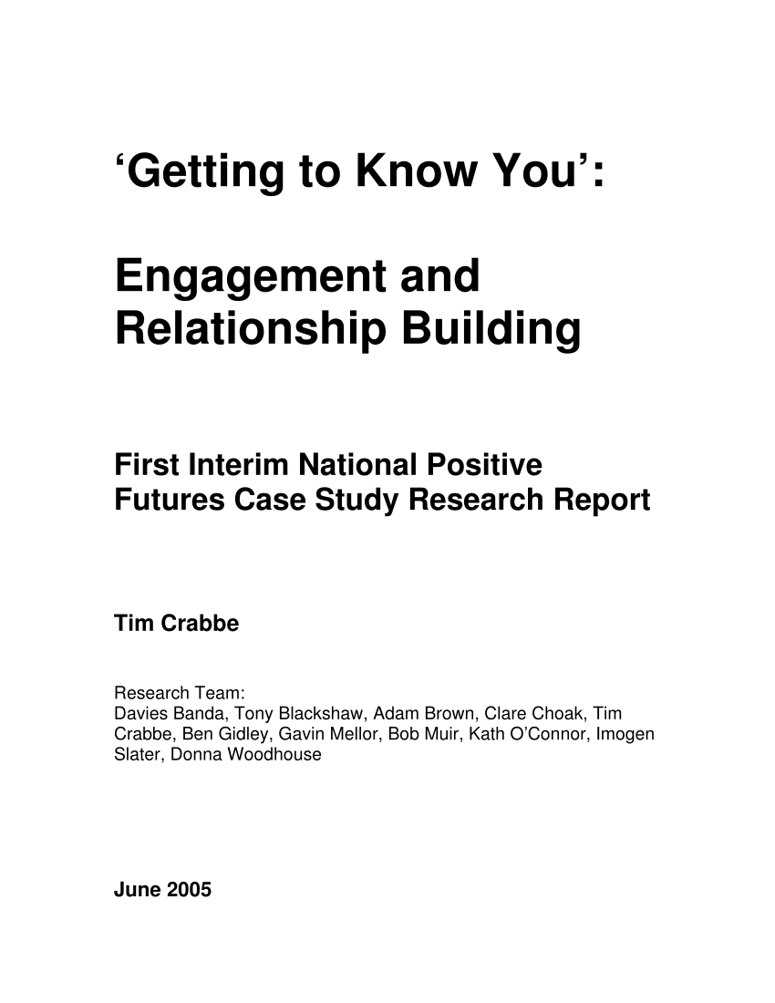 PDF) 'Getting to Know You': Engagement and Relationship Building