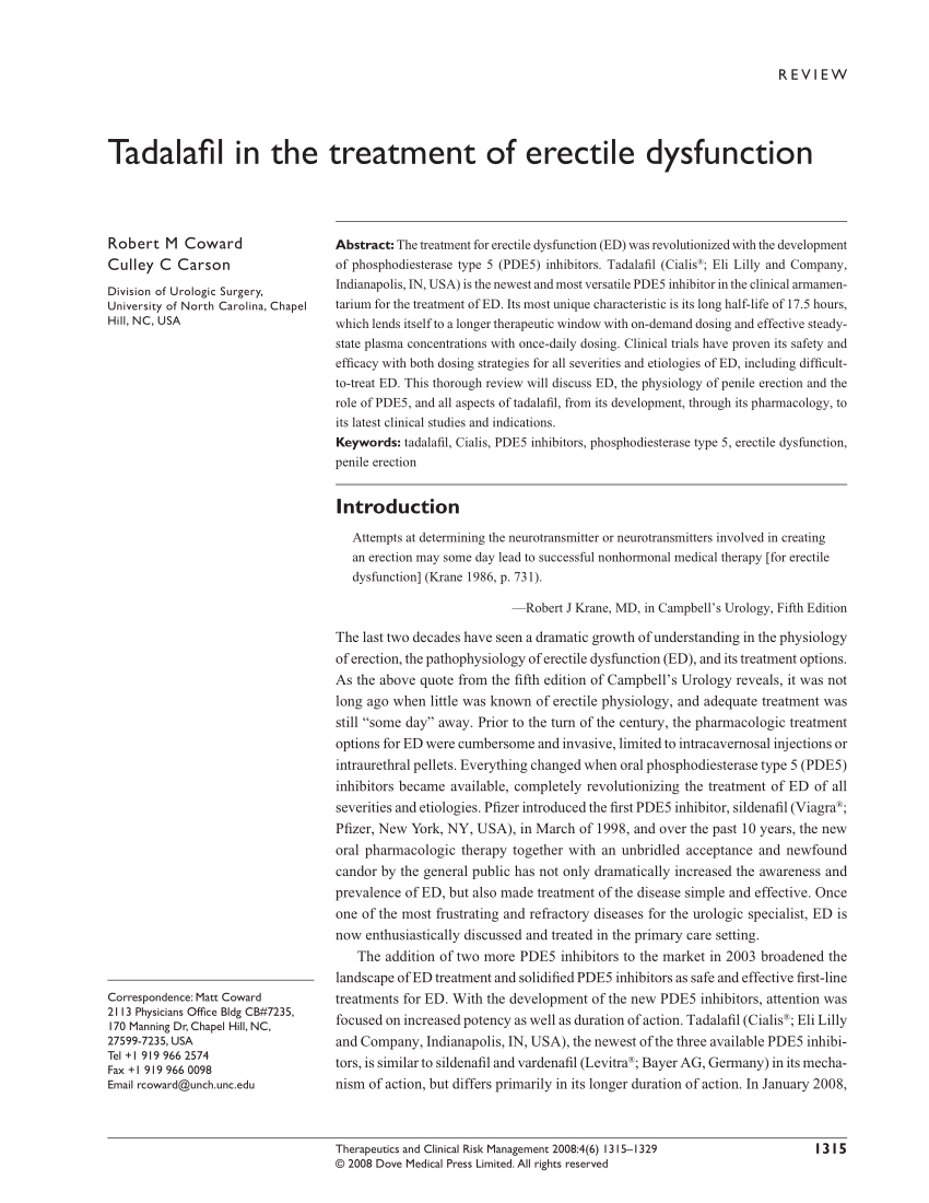 PDF Tadalafil in the treatment of erectile dysfunction