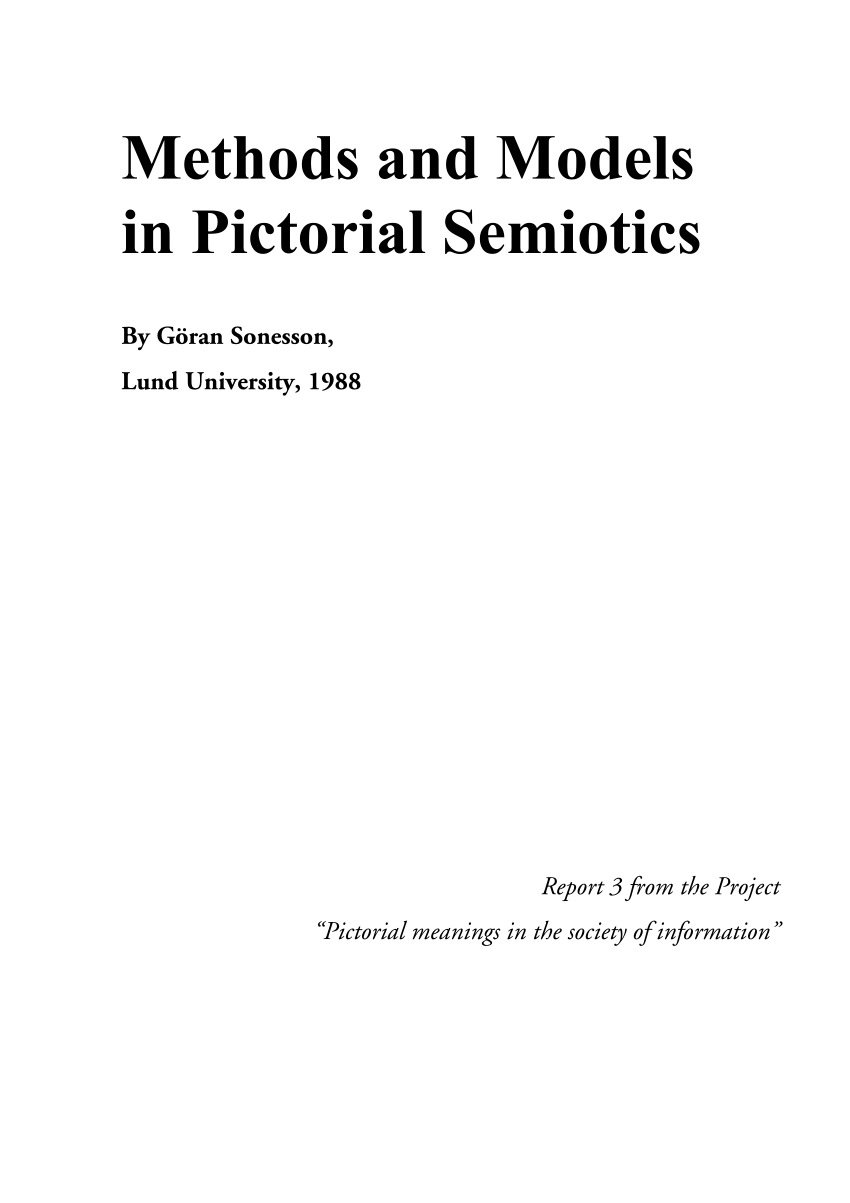 PDF) Methods and Models in Pictorial Semiotics