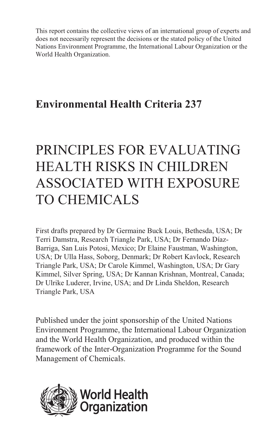 PDF) Environmental Health Criteria 237 Principles for Evaluating Health Risks in Children Associated with Exposure to Chemicals pic