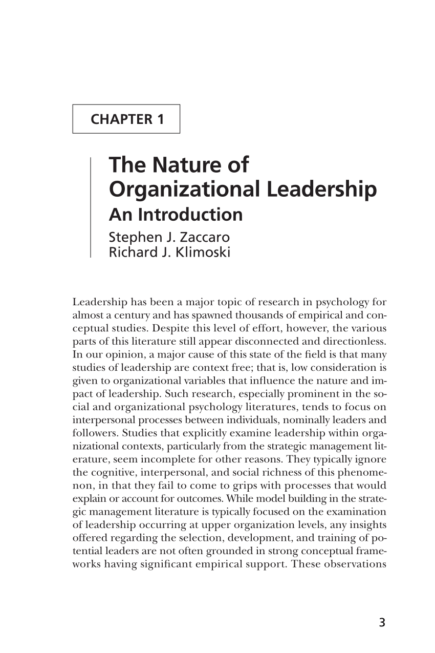 essays on organizational leadership