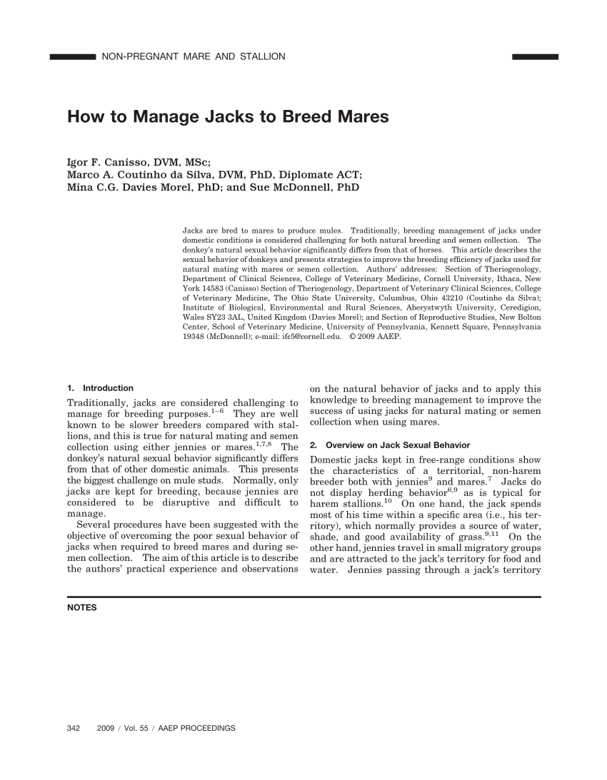 PDF) How to Manage Jacks to Breed Mares