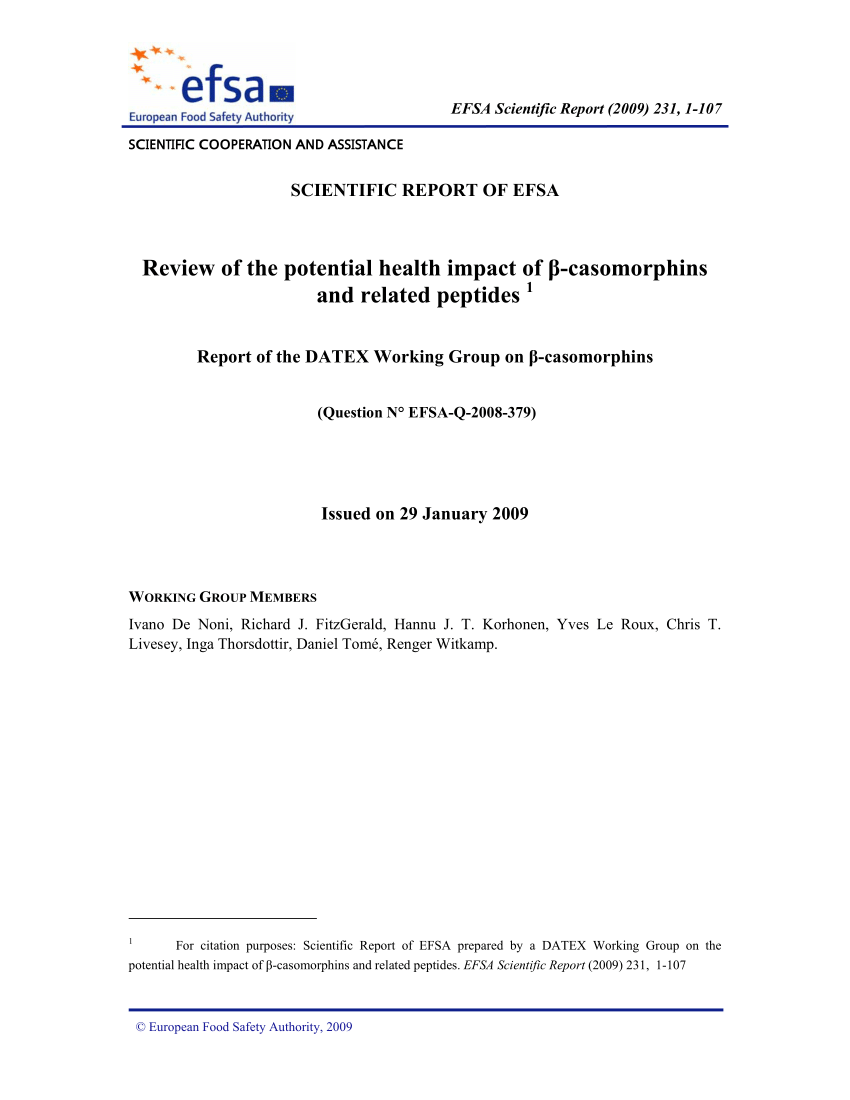 Pdf Review Of The Potential Health Impact Of B Casomorphins And Related Peptides 1