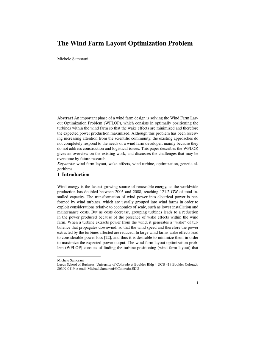 PDF The Wind Farm Layout Optimization Problem