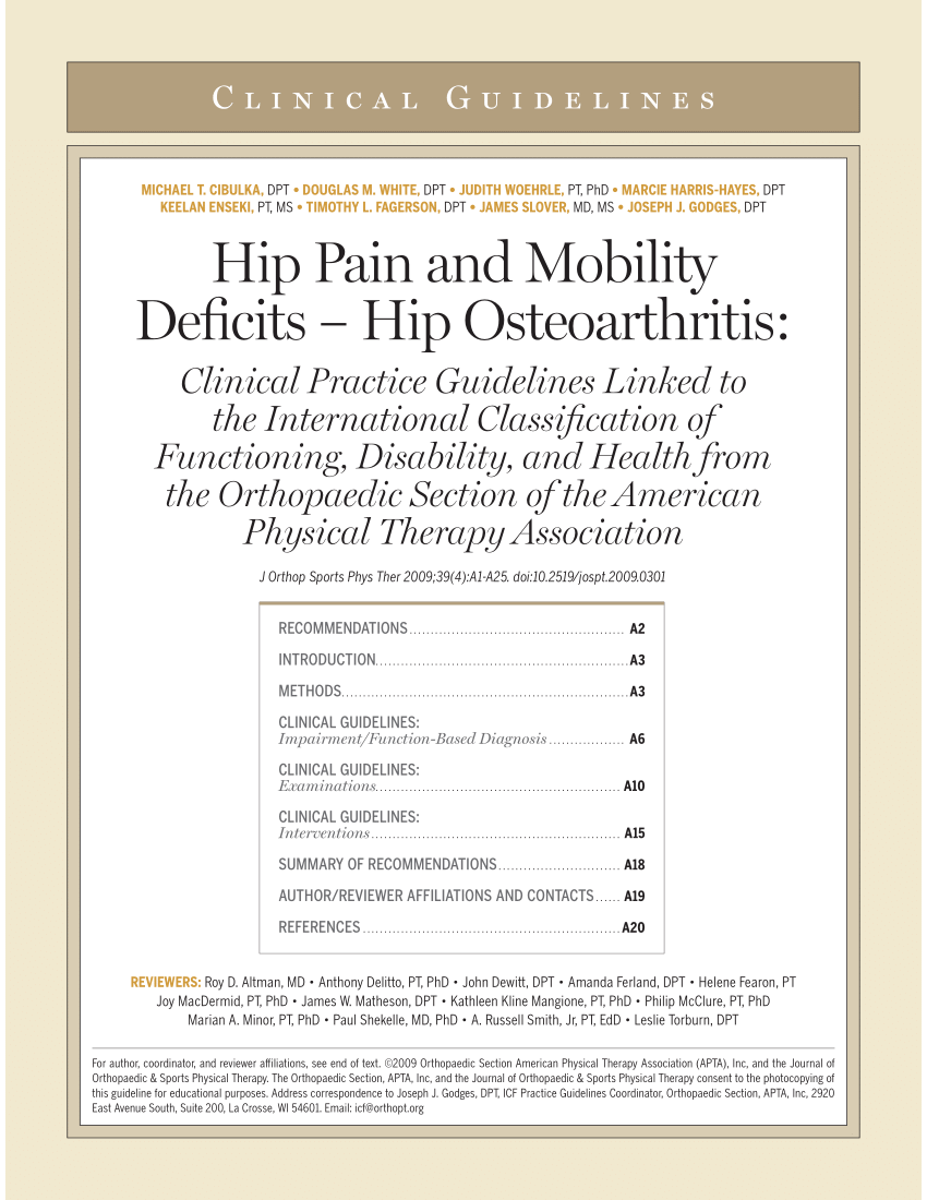(PDF) Hip Pain and Mobility Deficits — Hip Osteoarthritis Clinical