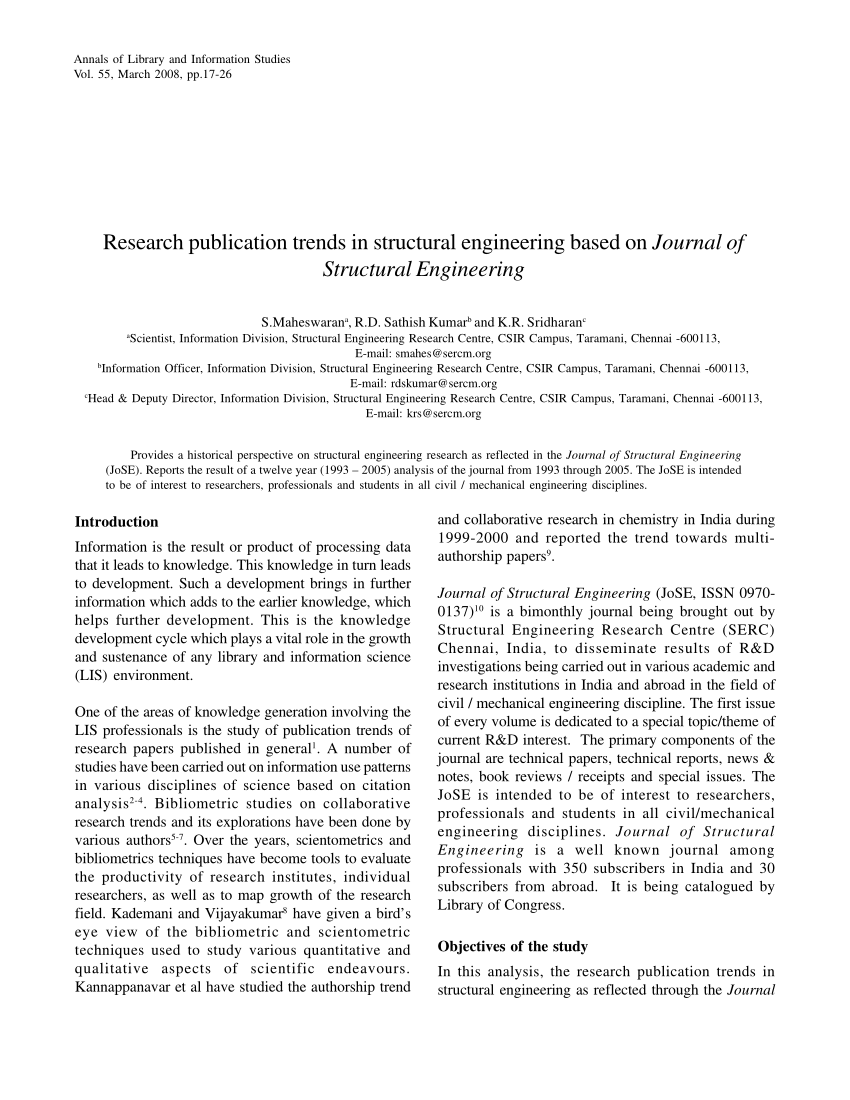 latest research paper in structural