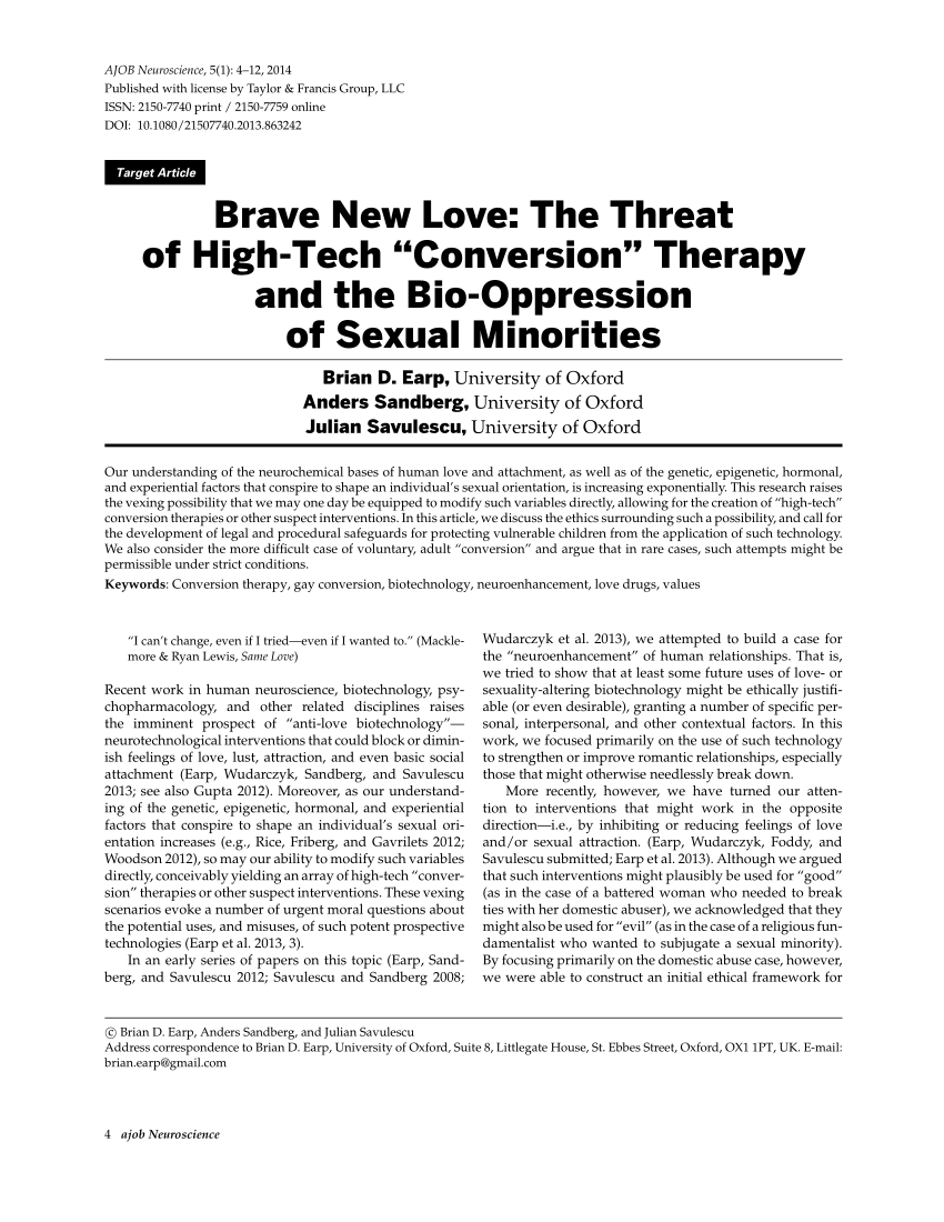 (PDF) Brave New Love The Threat of HighTech “Conversion” Therapy and