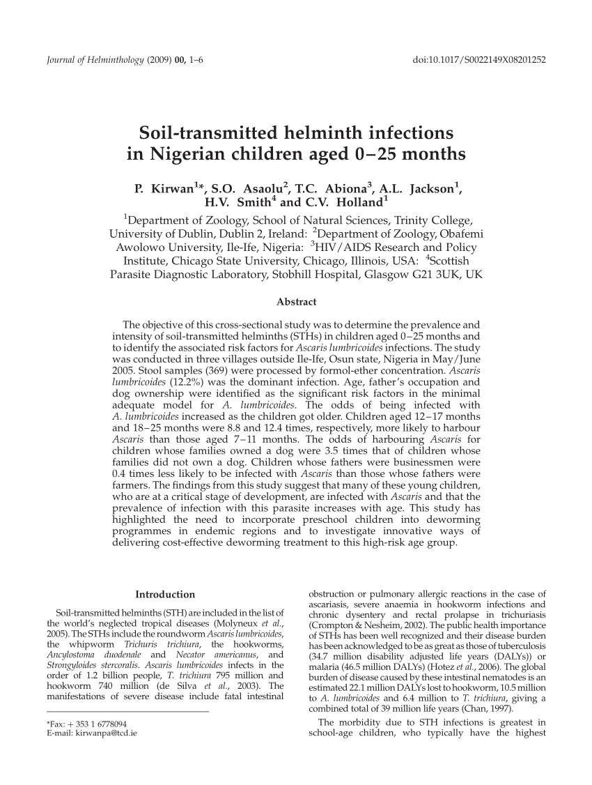 Helminth infection distribution. Vasile Cozma - Google Scholar Citations