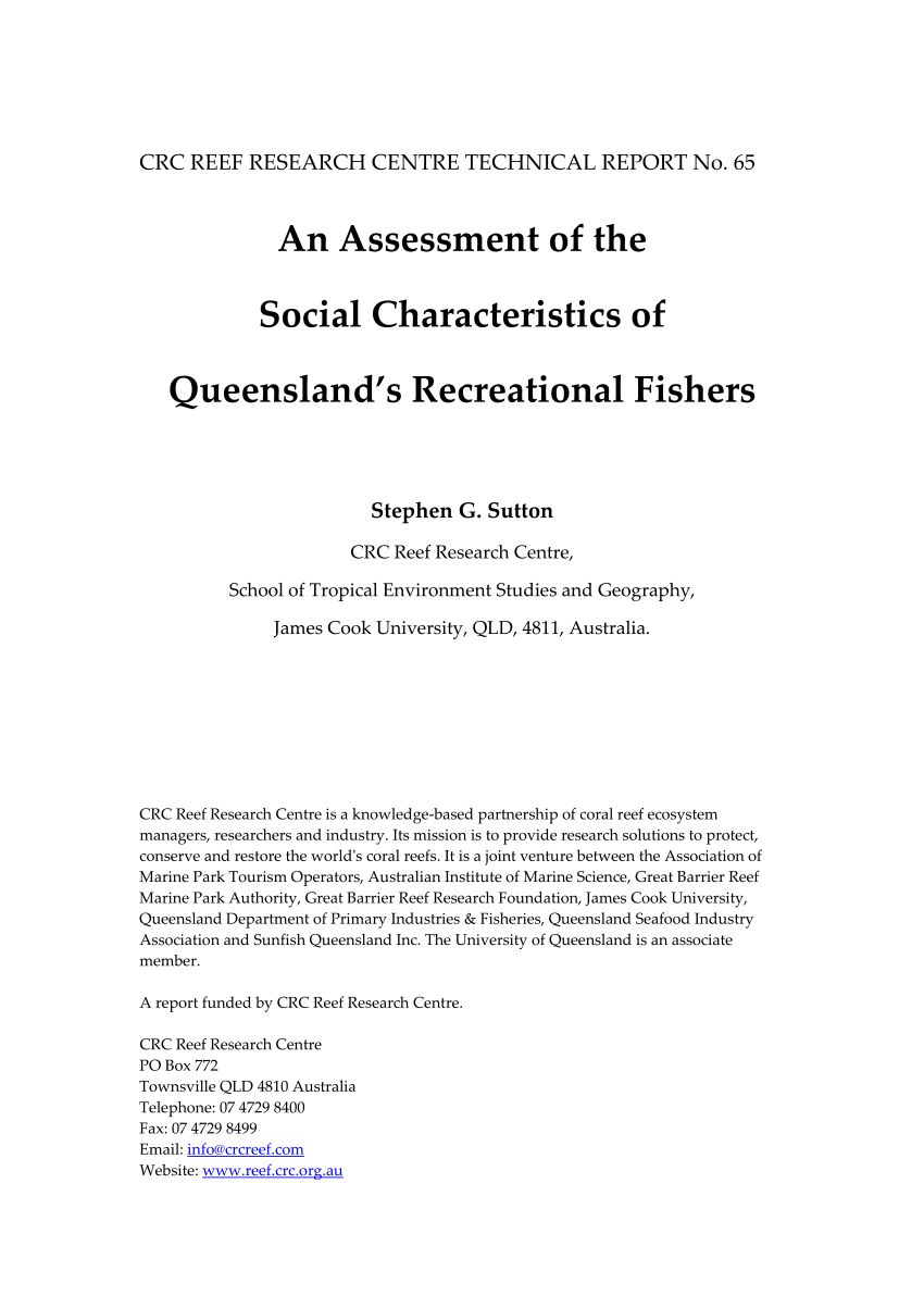PDF) An Assessment of the Social Characteristics of Queenslands Recreational Fishers pic