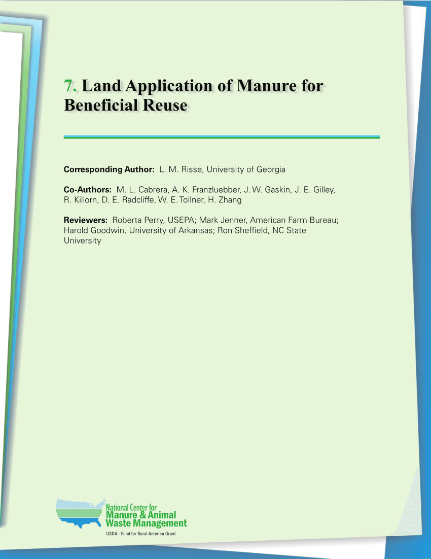 Pdf Land Application Of Manure For Beneficial Reuse