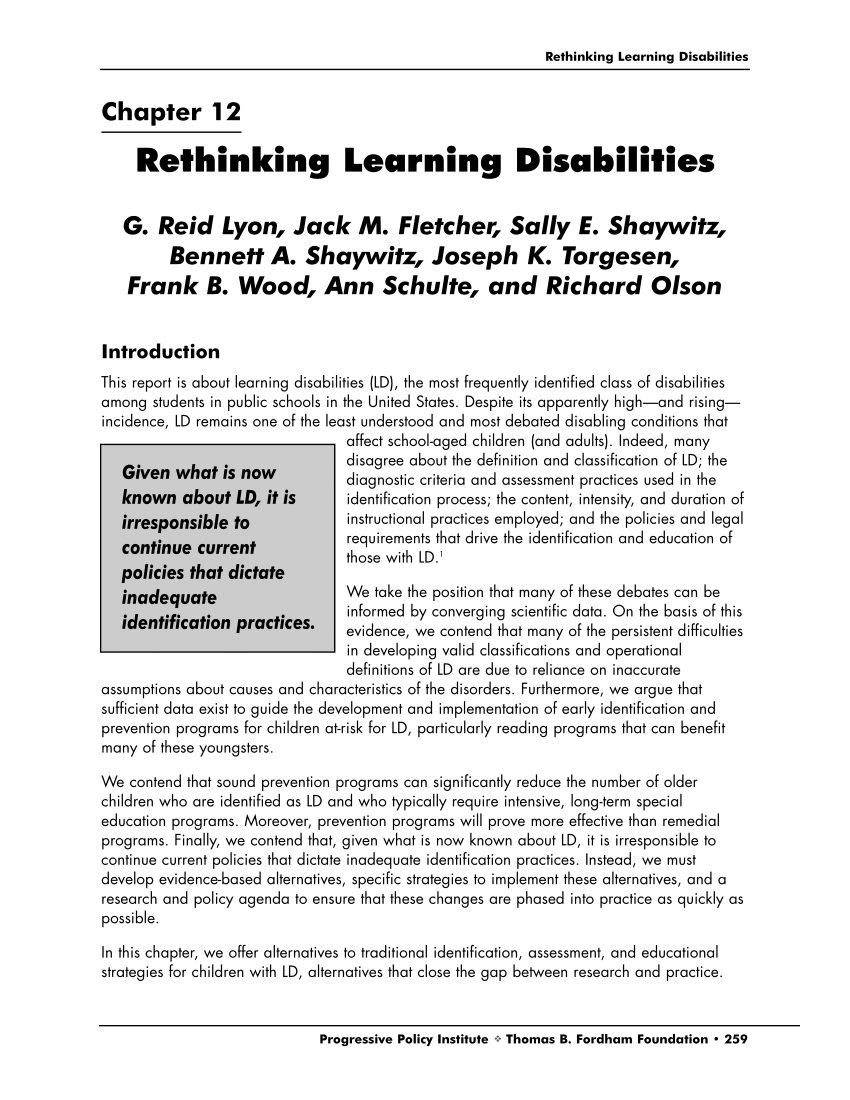 pdf) rethinking learning disabilities