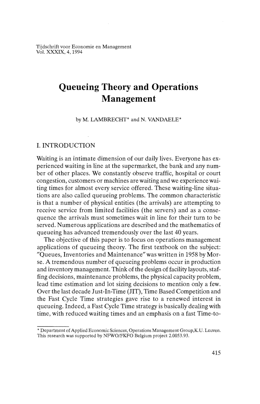 PDF) Queueing theory and operations management