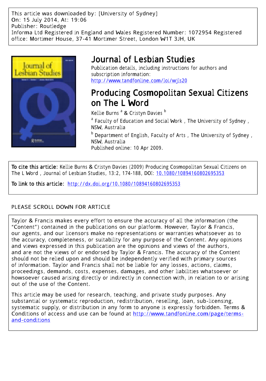 PDF) Producing Cosmopolitan Sexual Citizens on The L Word image