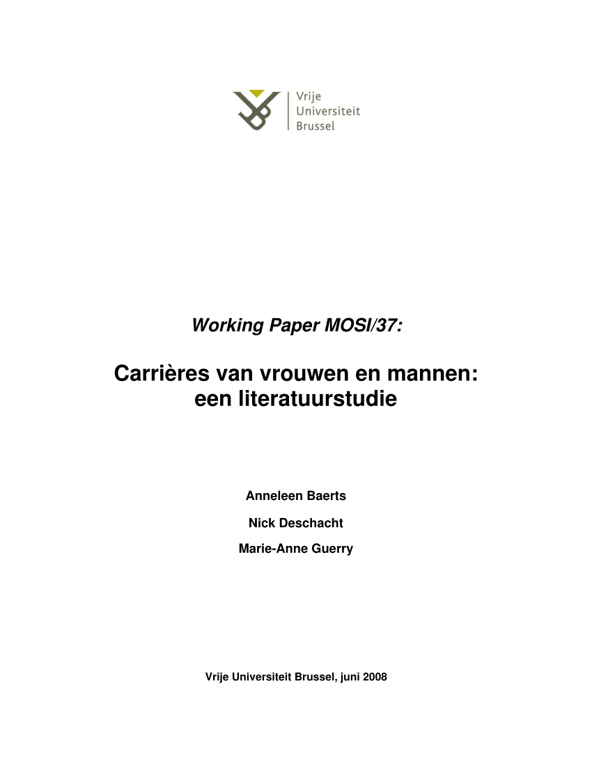 PDF) Carrières van vrouwen en mannen een literatuurstudie